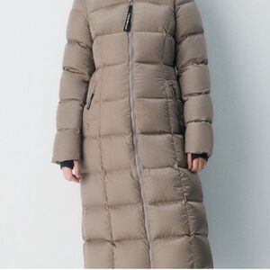 Women's Long Puffer Coat - Taupe